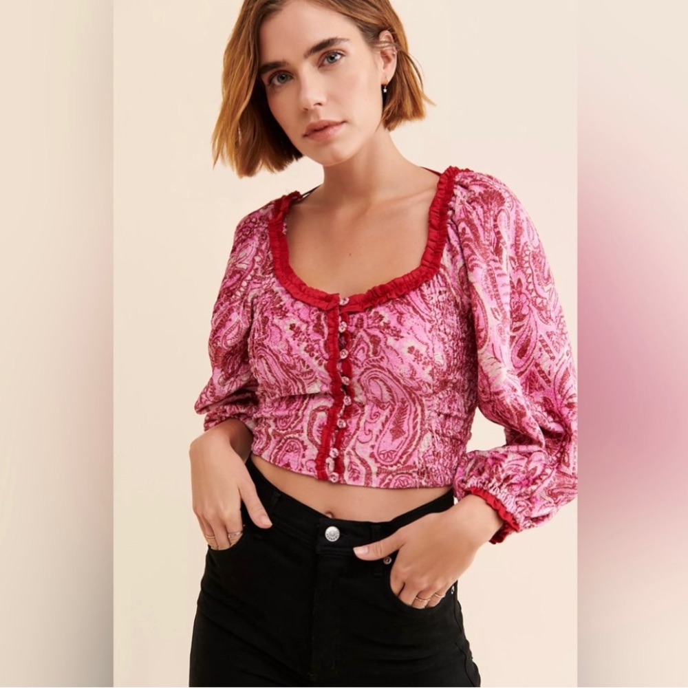 FREE PEOPLE DARE ME VELVET BLOUSE   NWT